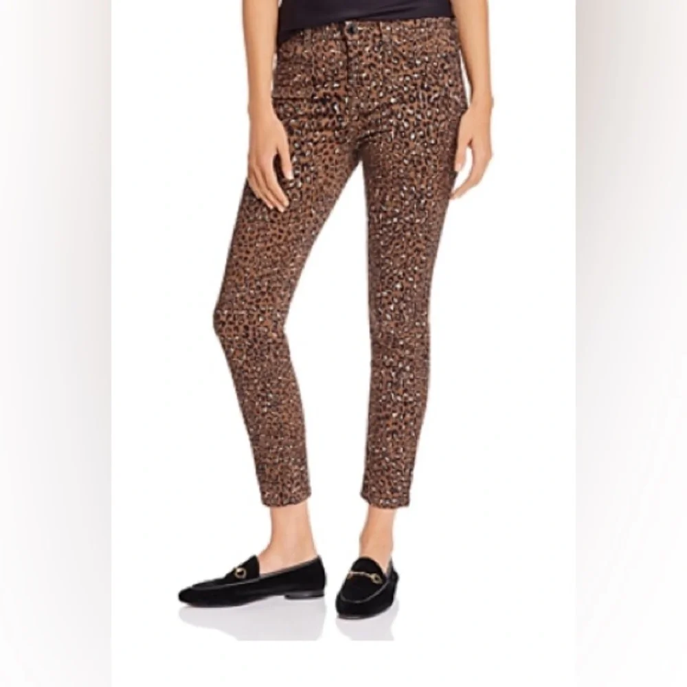 Jen 7 Size 4 Animal Print Ankle Skinny Stretch Denim Pants w/5 Pockets B…